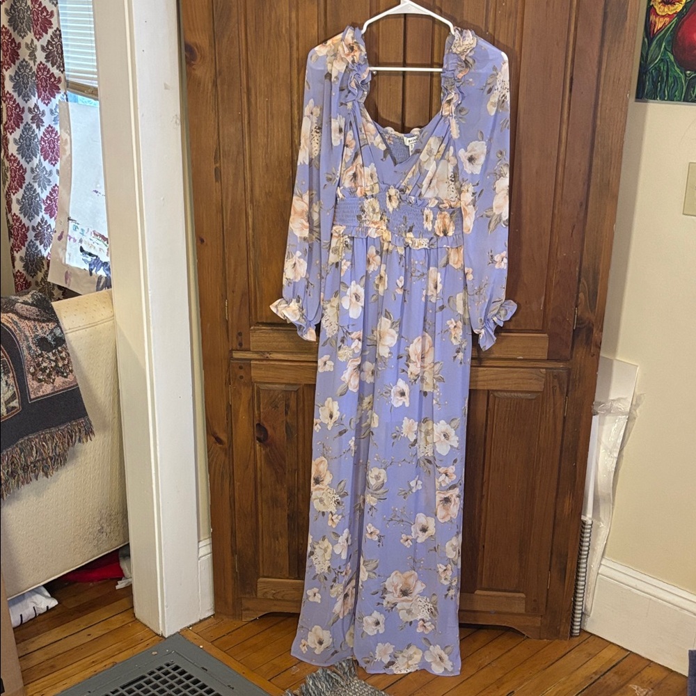 privy Lavender Floral Long Sleeve Maxi Dress